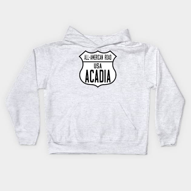Acadia All-American Road route shield Kids Hoodie by nylebuss